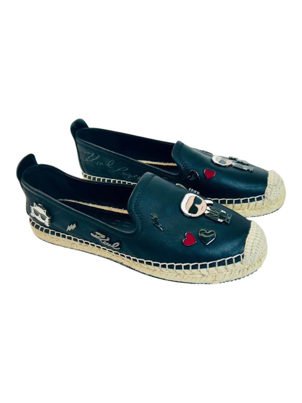 Karl Lagerfeld Paris Women's Michaela Embellished Slip-On Espadrille Flats 7.5